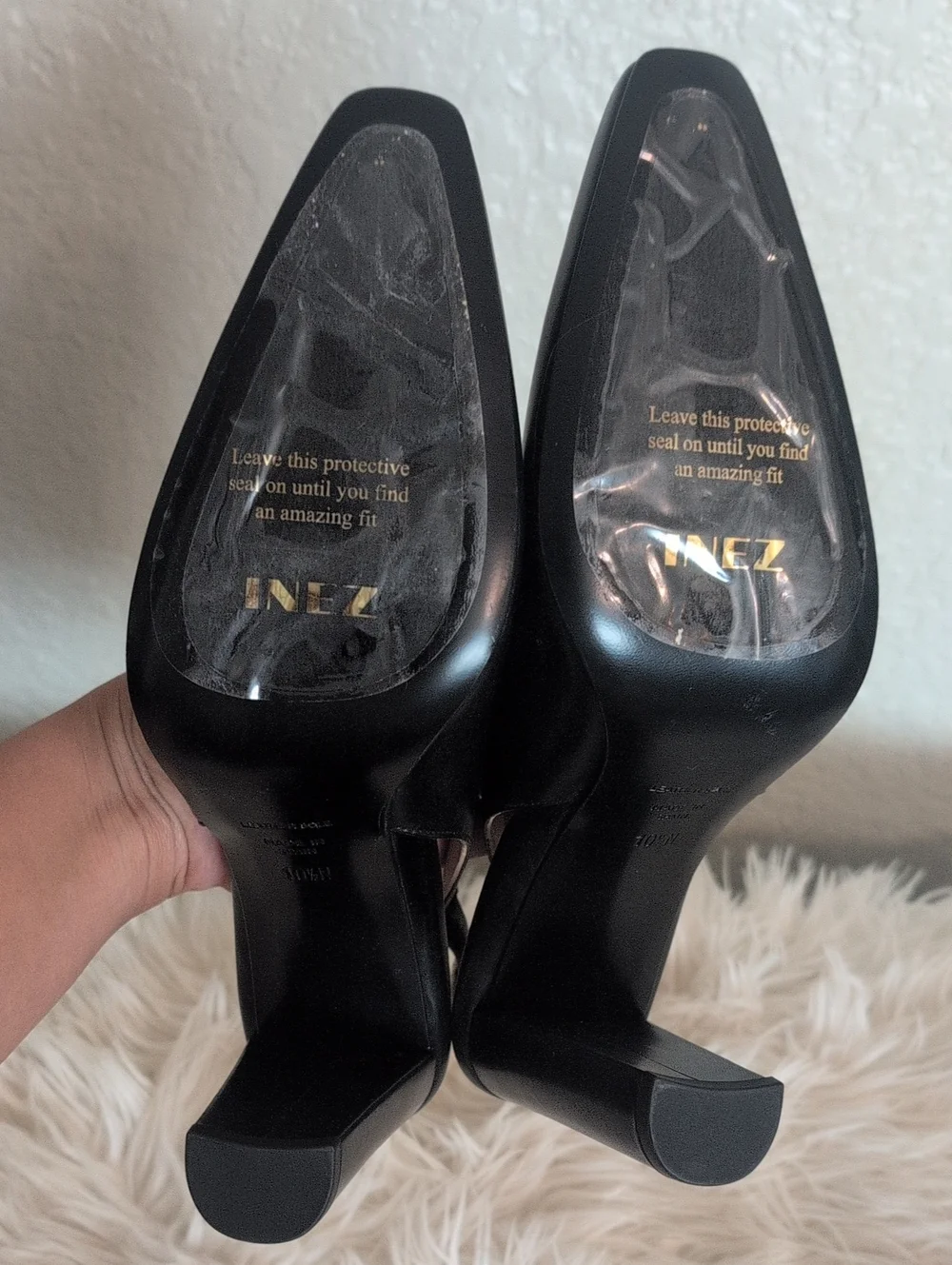 INEZ - Leather Women’s Black Slingbacks Heels